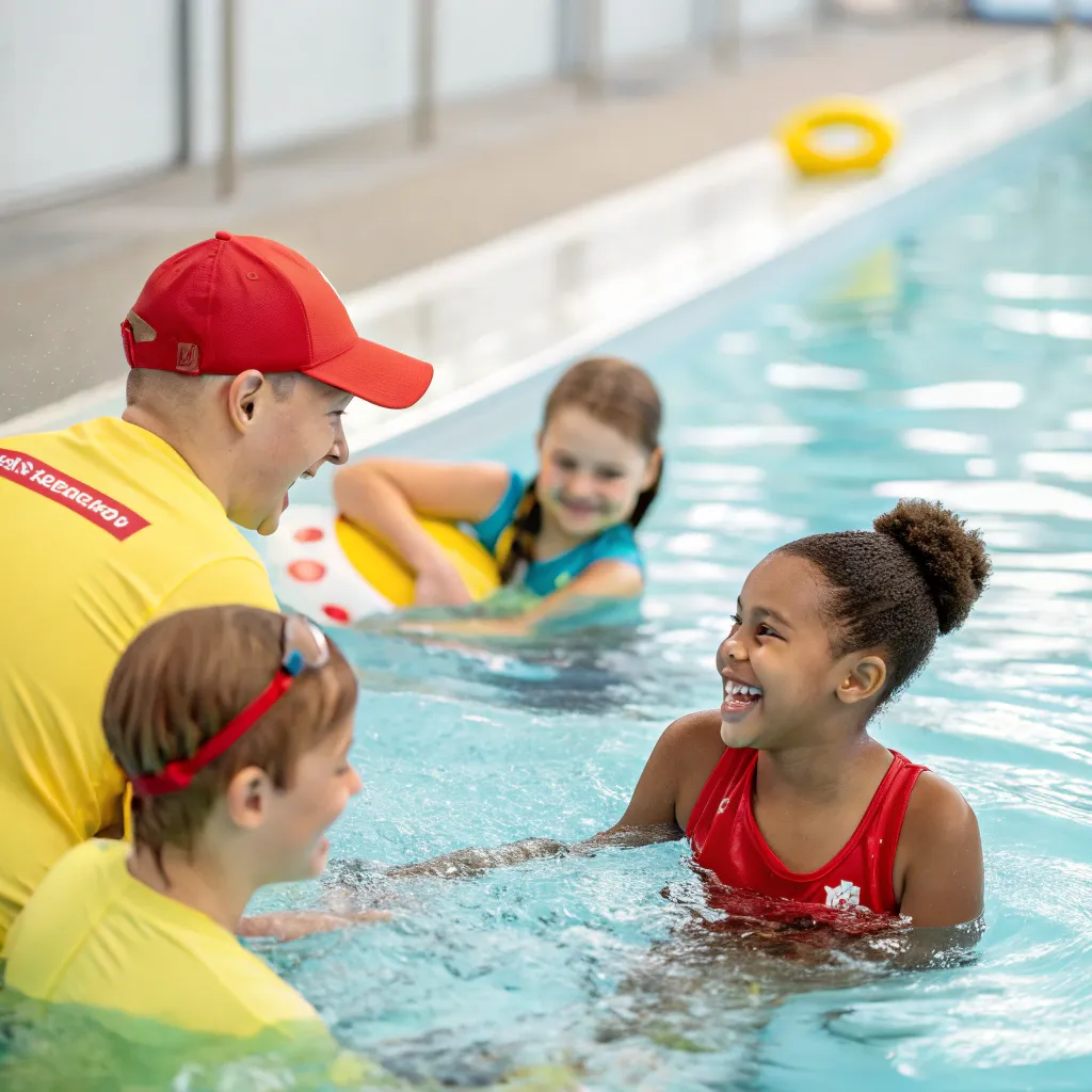 Children enjoying swim lesson