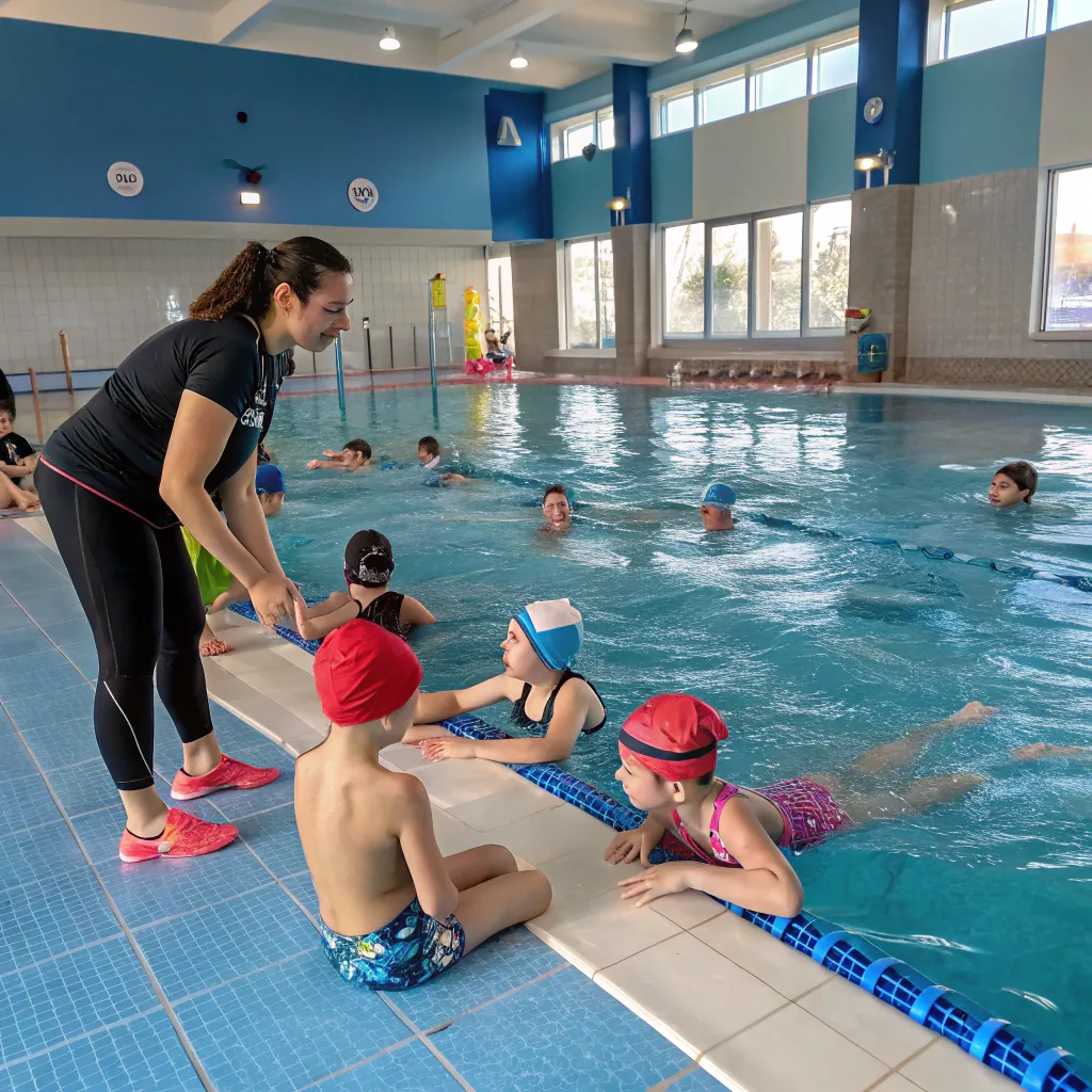 Instructor teaching swimming
